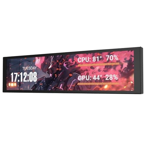 darkFlash V92 9.2" IPS PC Case Sensor Panel, 1920x462 Secondary Monitor, Exclusive Desktop Mirroring & Recording, AIDA64 Compatible Hardware Monitor, Full Aluminum Alloy, USB-C/Internal 9-Pin, Black
