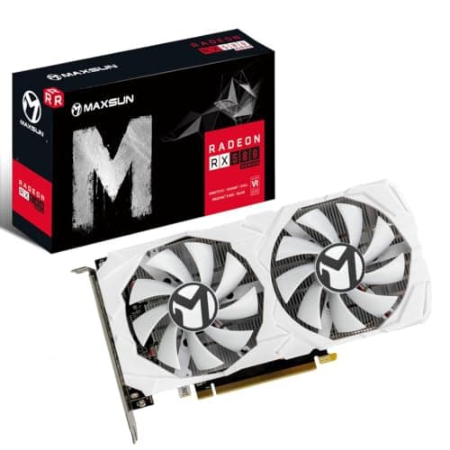 maxsun AMD Radeon RX 580 8GB 2048SP GDDR5 Computer Video Graphics Card GPU for PC Gaming 256-Bit DirectX 12 DVI, HDMI, DisplayPort Multi Monitors Extend (White)