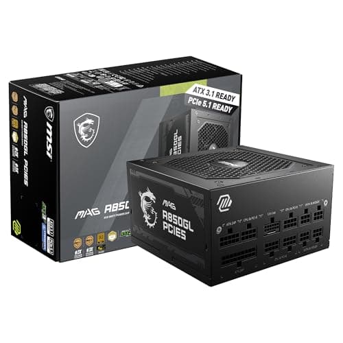 MSI MAG 850W Power Supply 80 Plus Gold - ATX 3.0 PCIe 5.0 Ready - 12VHPWR [MAG A850GL PCIE5]