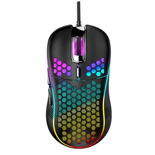 Wired Gaming Mouse Lightweight RGB USB Computer Mouse Mice Gaming Mice Ergonomic Computer Mouse Gaming for Windows PC Mac Laptop Gamer (Black)