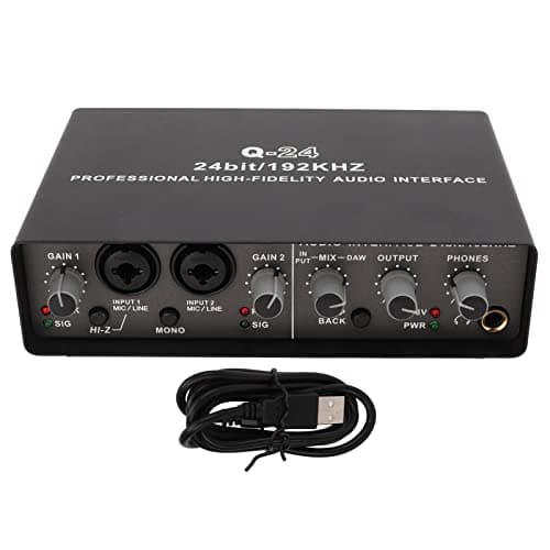 Cryfokt USB Live Sound Card, 24 Bit 192kHz Audio Interface with 2 Microphone Inputs AndRCA Outputs, for Live Streaming Recording and Music Production