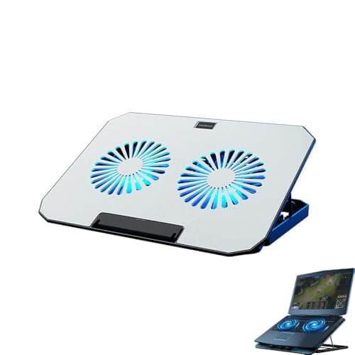 FDTY Gaming Laptop Cooler with Dual LED Fans, Aluminum Panel Notebook Cooling Pad, 7 Adjustable Angles Stand for 12-17 Inch Laptops.