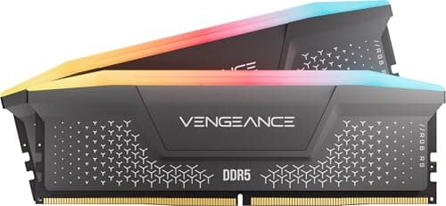 CORSAIR VENGEANCE RGB RS DDR5 16GB (2x8GB) 5200MHz AMD EXPO and Intel XMP Desktop Memory Module Ram – Grey