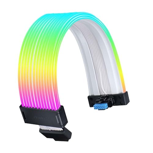 LIAN LI Strimer Plus V2 Wireless ARGB 12+4-Pin Wide GPU Extension Cable – White – 116 LEDs – PCIe 5.0 Ready – L-Connect 3 Compatible