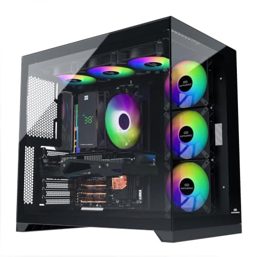 INFINIARC 5070 Gaming Desktop PC (Intel Core Ultra 5, RTX 5070 12G GPU, 16GB DDR5 RAM, 1TB SSD, B860 Motherboard, Cube Case, Digital Air Cooler ARGB, 750W Gold PSU, Windows PRO) Black