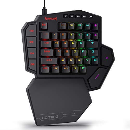 Redragon K585 DITI One-Handed RGB Mechanical Gaming Keyboard, Blue Switches, Type-C Professional Gaming Keypad with 7 Onboard Macro Keys, Detachable Wrist Rest, 42 Keys