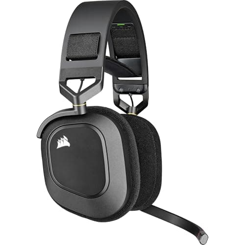 Corsair HS80 RGB WIRELESS Premium Gaming Headset with Dolby Atmos Audio (Low-Latency, Omni-Directional Microphone, 60ft Range, Up to 20 Hours Battery Life, PS5/PS4 Wireless Compatibility) Carbon