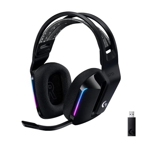 Logitech G Logitech G733 LIGHTSPEED Wireless Gaming Headset with suspension headband, LIGHTSYNC RGB, Blue VO!CE mic technology and PRO-G audio drivers - Black