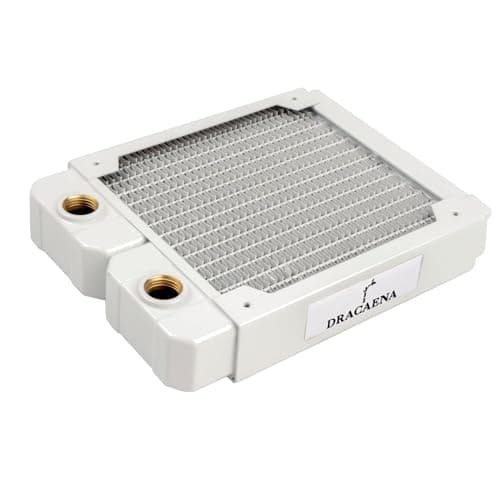 Dracaena 120mm - 28mm/1.1 inch Thick Computer Radiator, 14 Tubes Copper Water Cooling Cooler for CPU Heat Sink - Liquid Heat Exchanger Dual G1/4 Thread, White