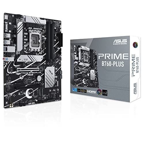 ASUS Prime B760-PLUS, an Intel® B760 LGA 1700 ATX motherboard with PCIe 5.0, three PCIe 4.0 M.2 slots, DDR5, Realtek 2.5Gb Ethernet, DisplayPort, VGA, HDMI™