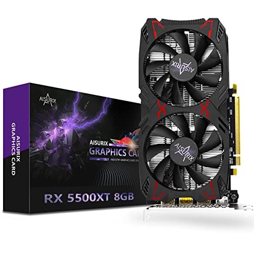 AISURIX Radeon RX 5500 XT 8gb GDDR6 Overclocked Graphic Card,128 Bit, 3XDP, HDMI, PCI Express 4.0X8, 8pin with Fan Intelligent Regulation System Gaming PC Computer Video Cards OC Edition for AMD