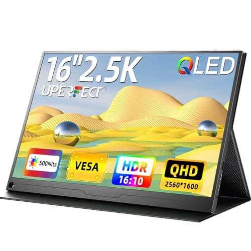 UPERFECT 2K Portable Monitor, 16" 2560x1600 QHD Portable Gaming Screen HDR FreeSync Laptop Monitor w/VESA & Smart Case Matte IPS Eye Care External Second Screen for PC Laptop Phone Game Console