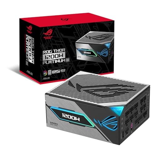 ASUS ROG Thor 1200W Platinum III Power Supply (80 Plus Platinum Certified, ATX 3.1, PCIE 5.1, GaN MOSFET, GPU-First IVS, Magnetic OLED Display, Turbo Mode, Guaranteed 10 Years)