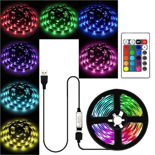 GoodTool 2M LED Strip Light TV Bias Backlight, Multicolor with Remote Control, for TV Desktop PC Fish Tank Decorations, RGB Strip Lighting, USB Powered