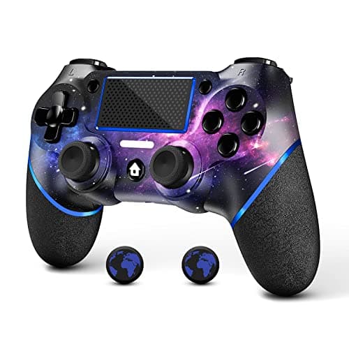 AceGamer Wireless Controller for PS4, gamepad compatible with PS4/Pro/Slim/PC game controller with turbo/back button/dual vibration/6-axis gyro sensor/touch panel（Galaxy）
