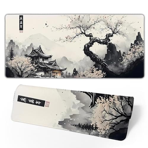 Japanese Mouse Pad, Large Cherry Blossom Desk Mat, XL Anime Gaming Keyboard Mat, Non-Slip Rubber Base, Big Extended Desk Protector for Home Office, 31.5”x11.8”, 1129003