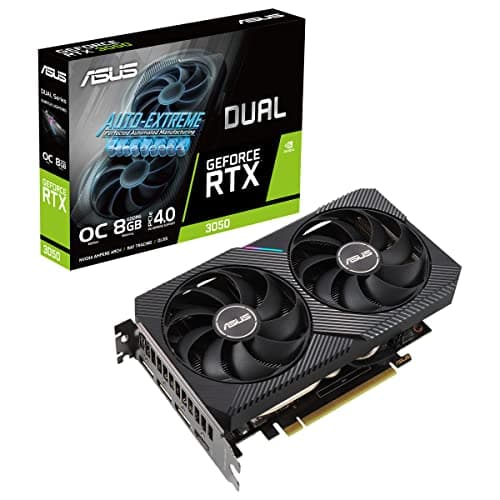 Asus Dual Geforce Rtx 3050 Oc Edition 8Gb Gddr6 Ram Graphics Card 128 Bit 2560 Cuda Cores Pcie 4.0 3 Years Warranty High End Gaming Mining Editing, Black, 90Yv0Hh0-M0Na00