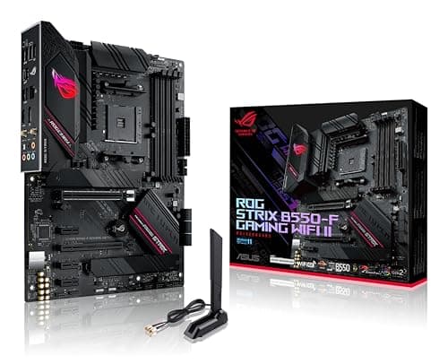 ASUS ROG Strix B550-F Gaming WiFi II ATX Gaming Motherboard, AMD B550, Socket AM4, DDR4, PCI 4.0, Intel LAN 2.5Gb, WiFi 6E (802.11ax), 2xM.2, 6xSATA 6GB/s, 2xUSB 3.2 Gen 2, Aura Sync RGB, Black
