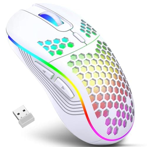 KOWVOWZ Wireless Gaming Mouse, Rechargeable Pc Mouse with RGB Backlight, 6 Buttons Adjustable Lightweight Honeycomb Shell Wireless Mouse for Laptops PC Computers Etc (69 g)
