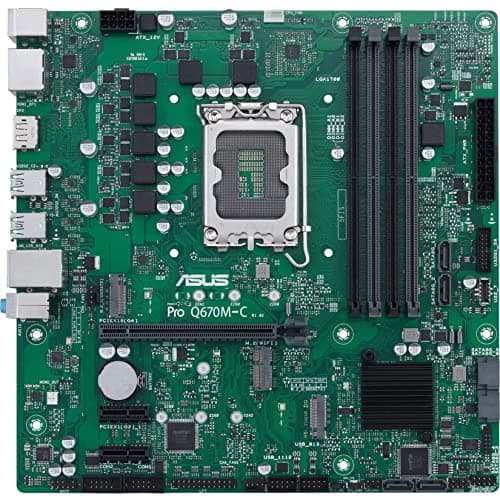ASUS NVMe SSD M.2 slots,4 Pro Q670M-C-CSM LGA 1700 (Intel 12th Gen & Intel vPro) mATX Motherboard (PCIe 4.0, DDR5 4800, 2xNVMe SSD M.2, USB 3.2 Gen 2, Boot), Black