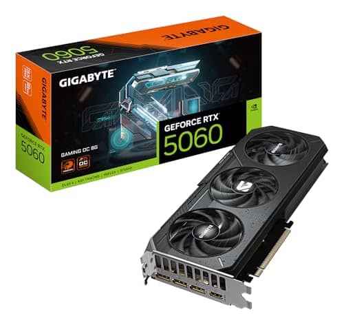 GIGABYTE GeForce RTX 5060 Gaming OC 8G Graphics Card - 8GB GDDR7, 128bit, PCI-E 5.0, 2595 MHz Core Frequency, 3 x DisplayPort, 1 x HDMI, GV-N5060GAMING OC-8GD