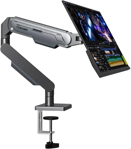Fydeamer Monitor Arm for 17-32 inch Screens, Adjustable Gas Spring Computer Monitor Stand with Full Motion, LED/LCD Display Arm with VESA 75x75 100x100, Holds 2-9kg, for Curved Gaming Monitors, Grey