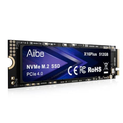 Aiibe 512GB NVMe M.2 SSD Internal Solid State Drive PCIe 4.0 M.2 2280 512G SSD Read Speeds Up to 7100MB/s for Laptop, PC, Gaming, Video Editing, PS5
