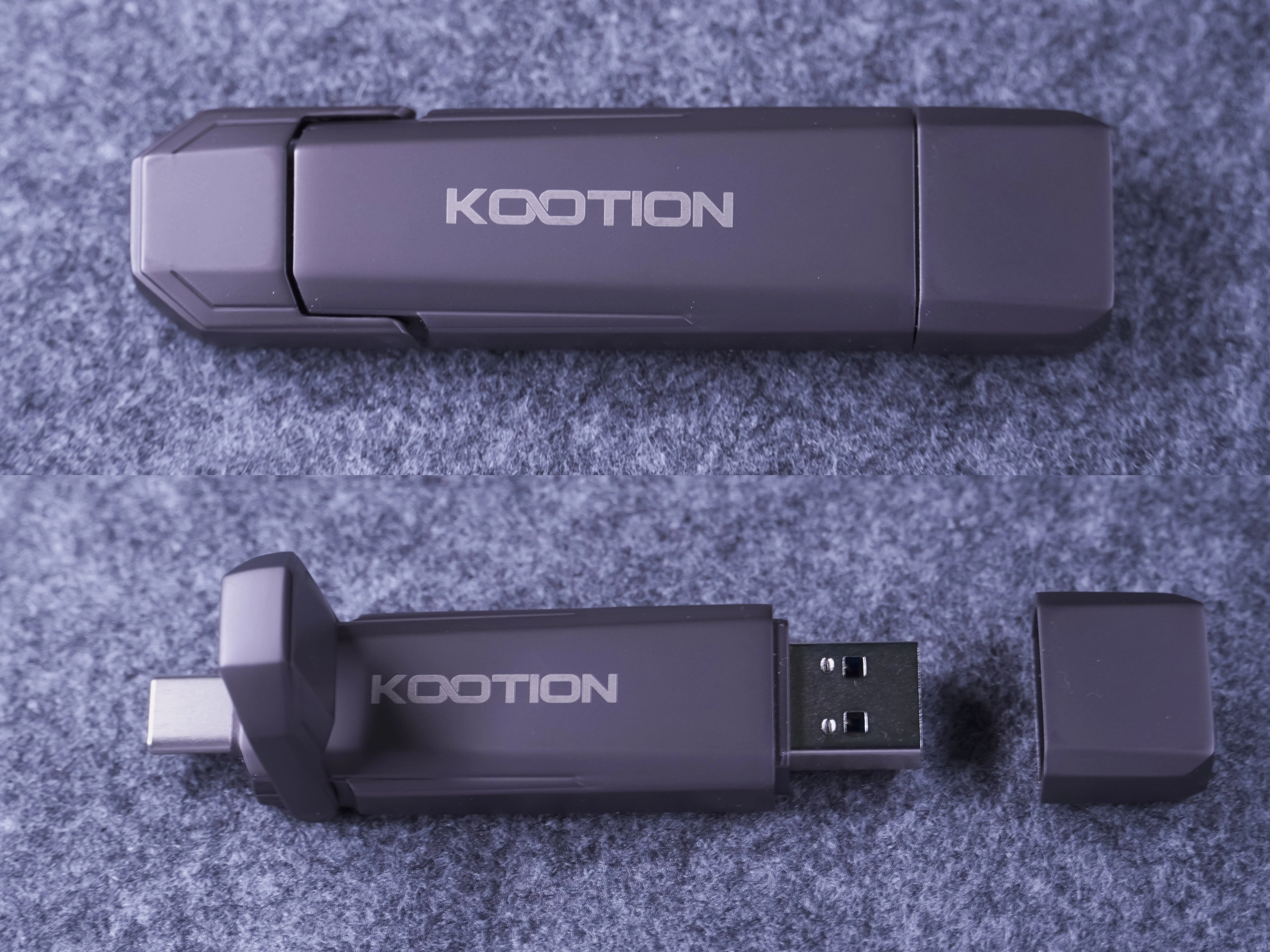 هيكل الفلاش ومنفذا USB-A وUSB-C.
